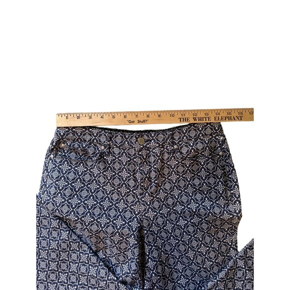 💖CHARTER CLUB Bristol Skinny Ankle navy white print pant front pockets - Picture 3 of 6